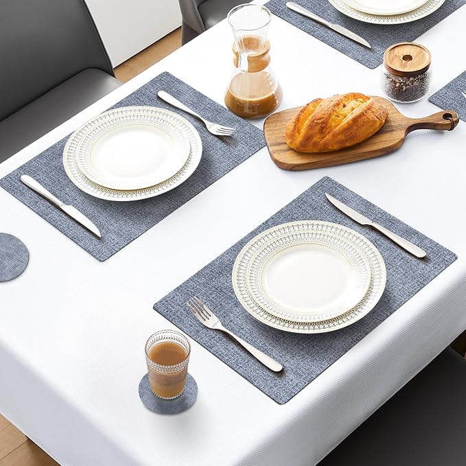 MOSAYT Placemats Set of 8, Heat Resistant Vinyl Place Mats - Image 2