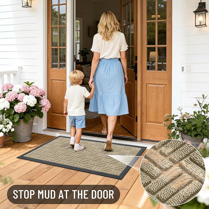 OLANLY Front Door Mat Outside Entrance 29.5x17, Heavy Duty Sturdy Natural - Image 8