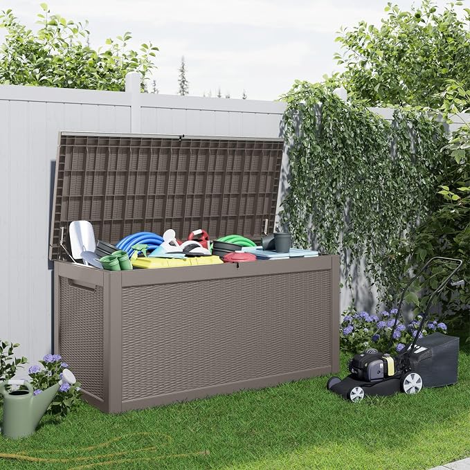 320 Gallon Waterproof Outdoor Storage Box, Large Resin Deck Box, Lockable - Image 7