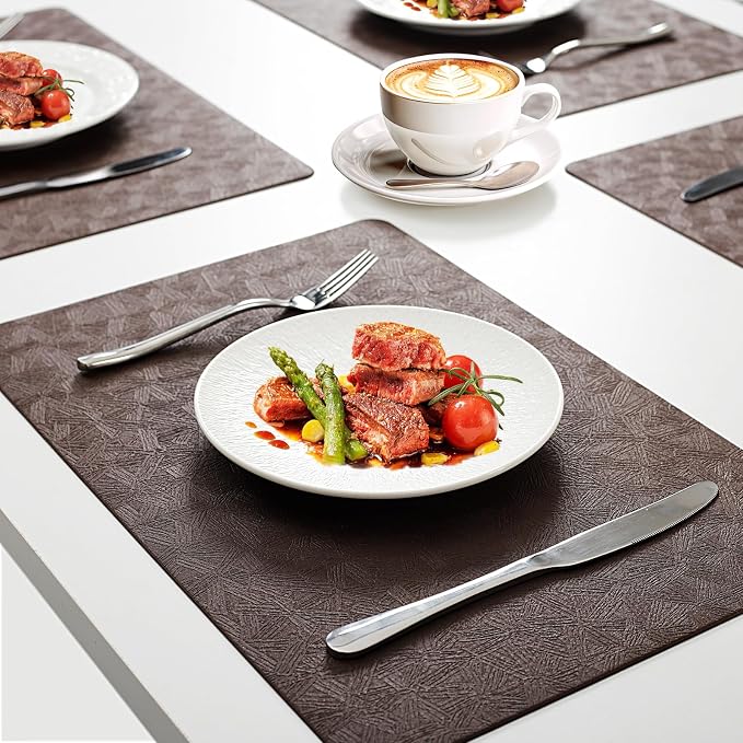 Vinyl Placemats Set of 4 Faux Leather 100% Waterproof Wipeable Washable Place - Image 6