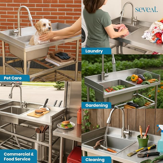 Stainless Steel Utility Sink Freestanding Laundry Sink - Image 3