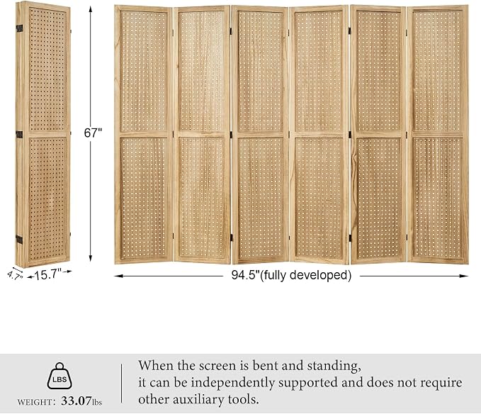 Pegboard Display, 5.6Ft Portable Freestanding Wall Organizer Wooden Room - Image 6