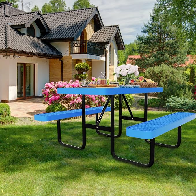 4FT Rectangular Metal Picnic Table - Image 2