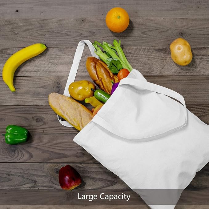 TOPDesign 6-Pack Economical 16"x15" White Cotton Tote Bag, Lightweight Medium - Image 4