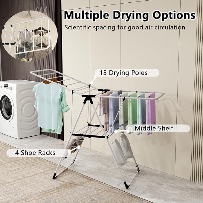 Tangkula Clothes Drying Rack, Collapsible Laundry Rack - Image 4