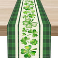 St.Patrick's Day Table Runner, Vinatge Rustic Green Buffalo Plaid White by Unknown