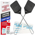 2 Leather Fly Swatter for Indoors. Long Handle, Heavy Duty Fly Swatter Manual by Bugbane
