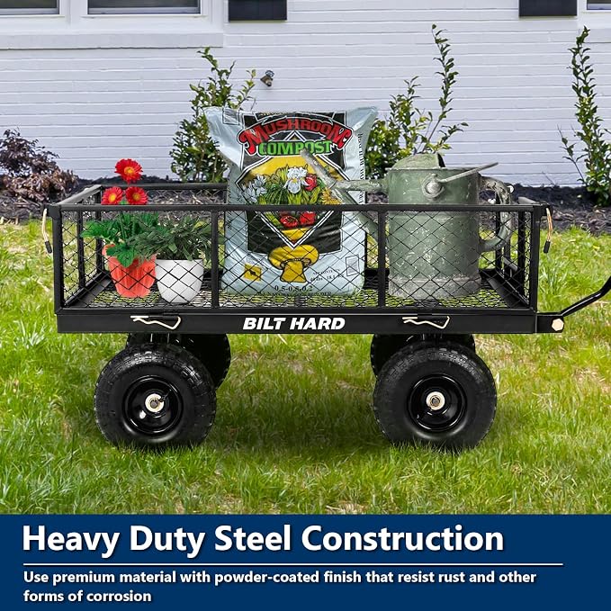 BILT HARD 10" Flat Free Tires Heavy Duty Garden Cart - Image 7