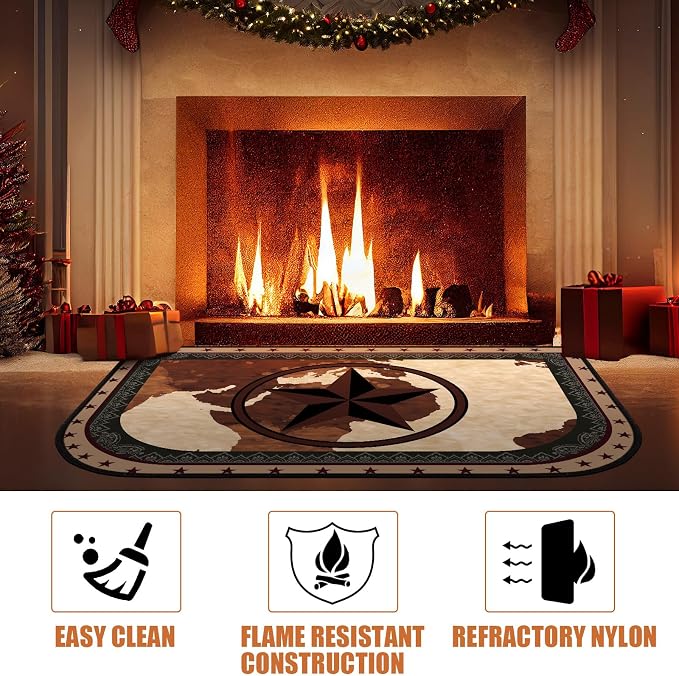 Demissle Cabin Fireplace Hearth Rug Fireplace Mats Cabin Southwestern Fireproof - Image 5