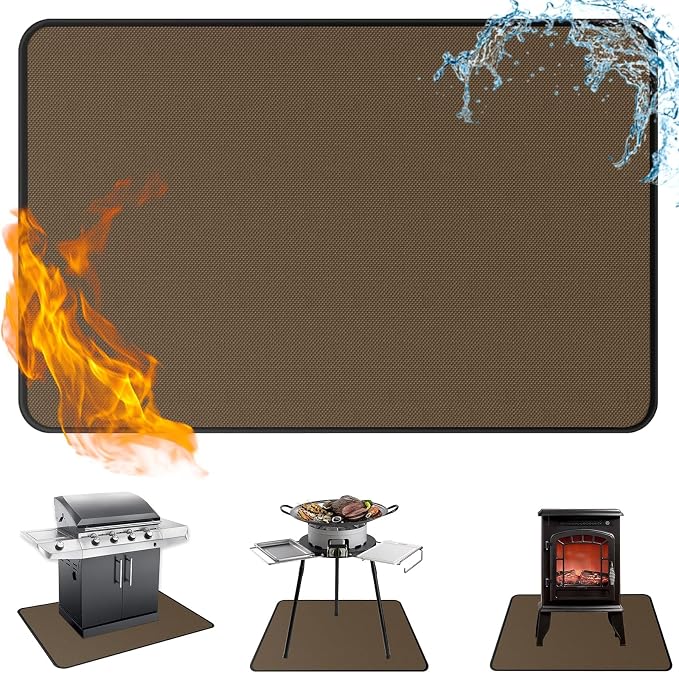 Anze Under Grill Mat for Outdoor Grill, 36x48 Inch Anti-Slip BBQ Floor Mats by Anze