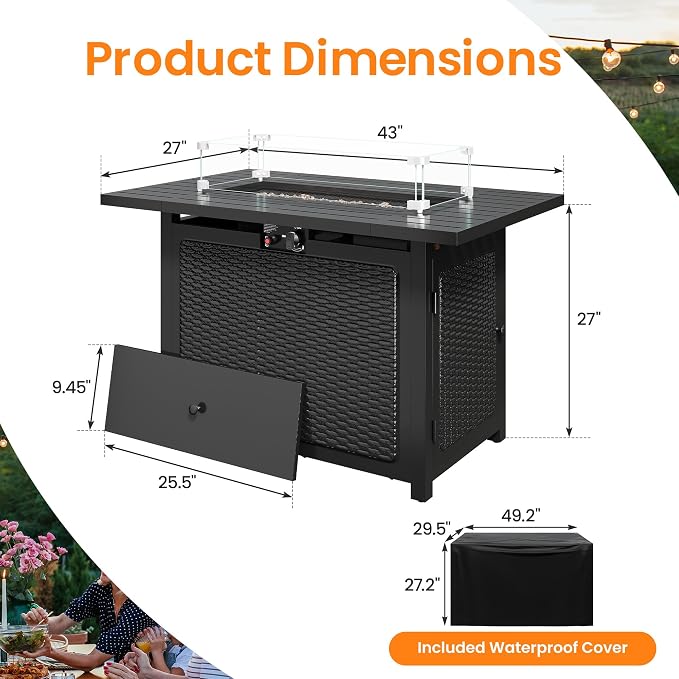 Royalcraft 43” Outdoor Propane Fire Table Set - Image 7