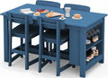 SERWALL Outdoor Bar Table and Chairs Set, 5-Piece HDPE Counter Height Patio by SERWALL