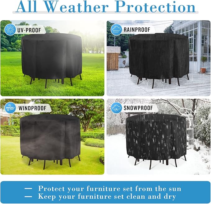 Kingling Patio Furniture Covers Waterproof, Round Patio Table Cover 72 inch - Image 6