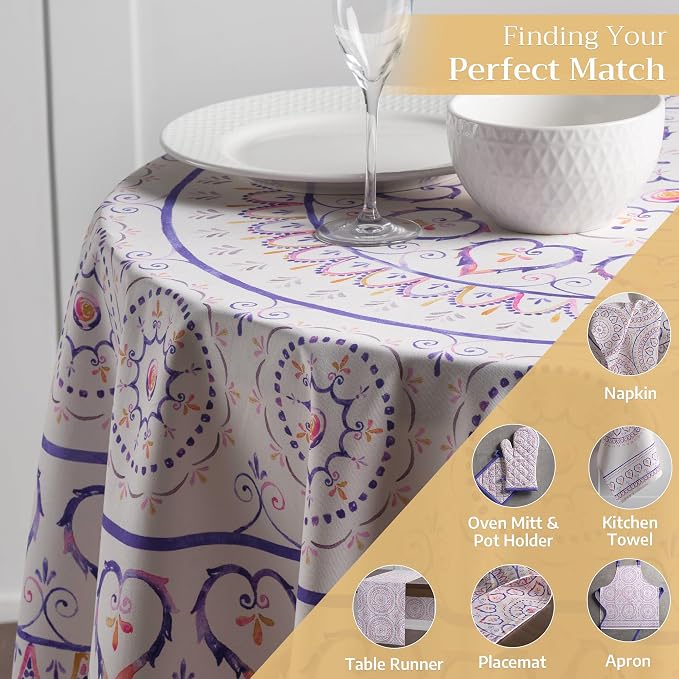 Maison d' Hermine Table Cloth Round Table 100% Cotton 63 Inches Tablecloth - Image 5
