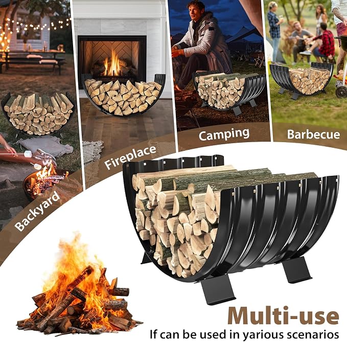 24 inch Diameter Semicircle Firewood Rack Storage -0.8MM Thick Galvanized Steel - Image 5