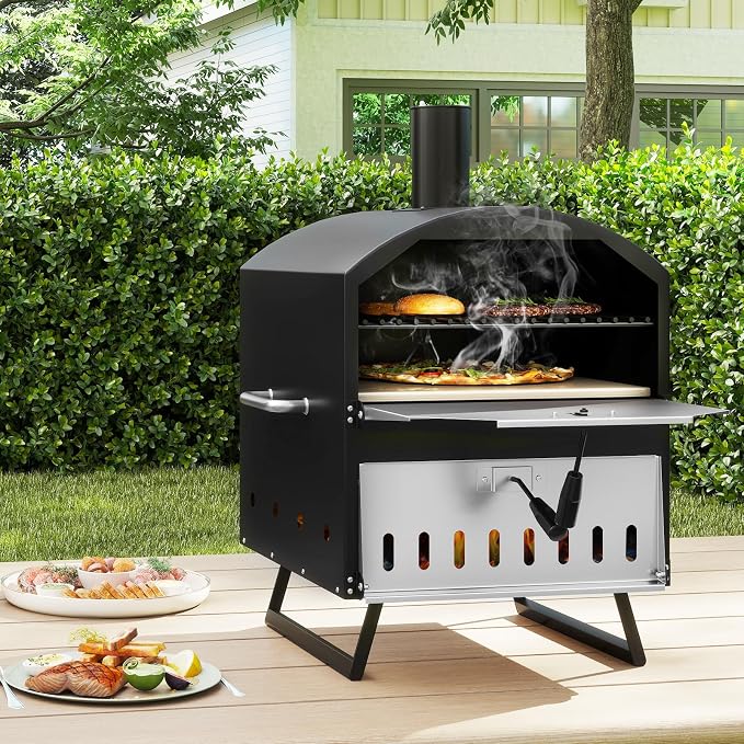 Happygrill Pizza Oven Outdoor, 16” 2-Layer Wood Fired Pizza Maker - Image 2