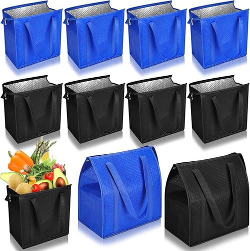 10 Pack Large Insulated Grocery Bags Reusable Shopping Bags by Locmeo