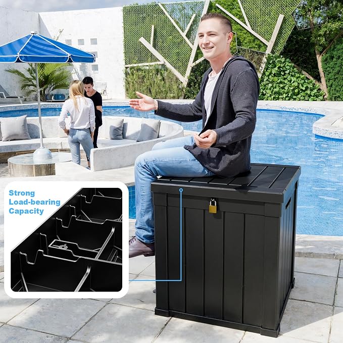 50 Gallon Waterproof Outdoor Storage Box, Resin Deck Box, Lockable Outside - Image 6