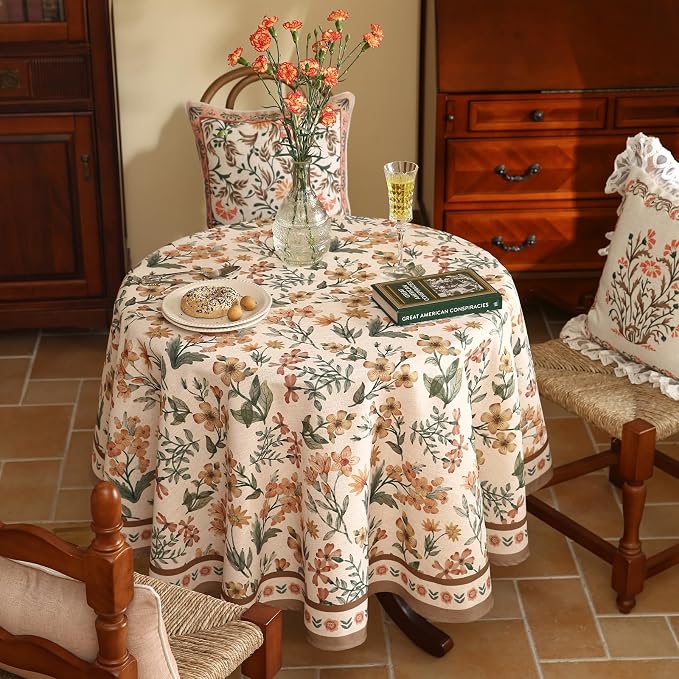 Designer Floral Linen Small Round Tablecloth, Vintage William Morris Soft and - Image 3