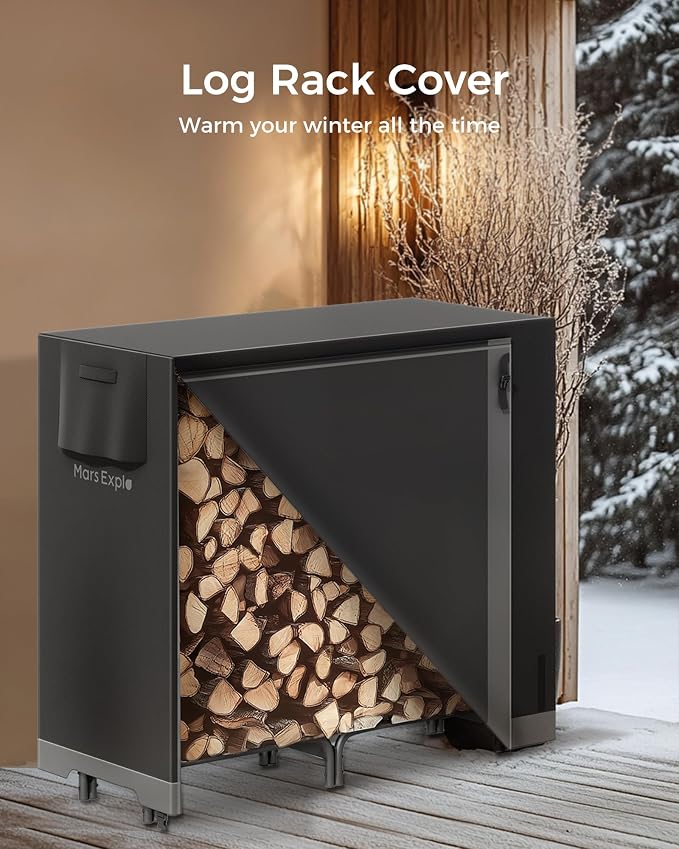 4ft Firewood Log Rack with Cover Outdoor, Heavy Duty Indoor Outdoor Firewood - Image 2