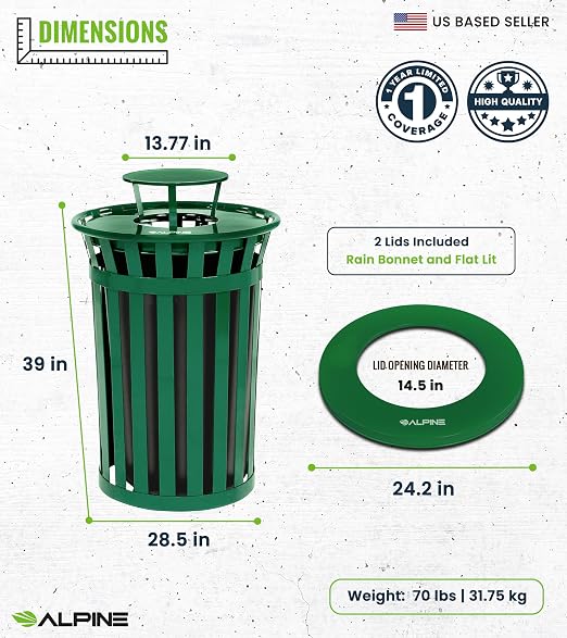 Alpine Commercial Outdoor Trash Can - Image 3