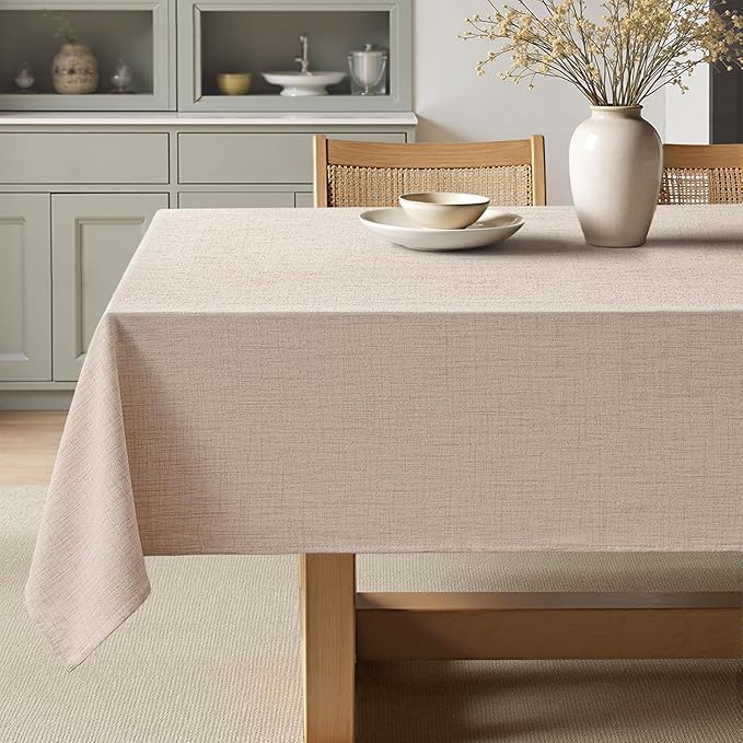 MIULEE Natural Linen Polyester Tablecloth 60x144 Inch Spring Rectangle Table by MIULEE