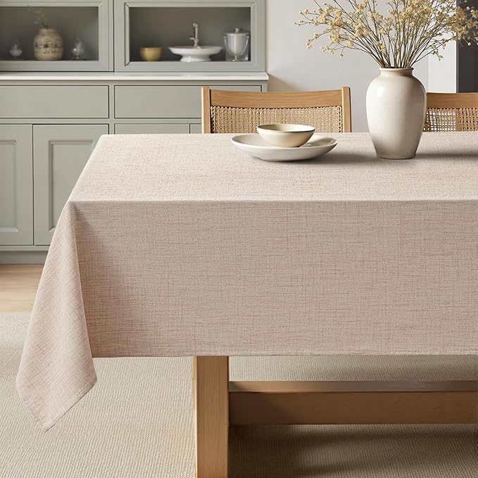 MIULEE Natural Linen Polyester Tablecloth 60x84 Inch Spring Rectangle Table by MIULEE