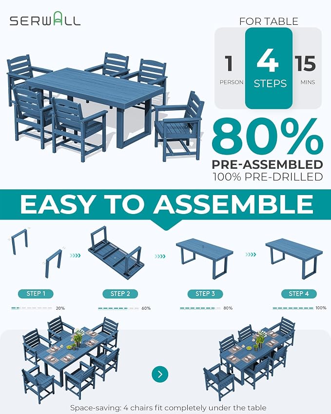 SERWALL HDPE Outdoor Dining Set - Image 6