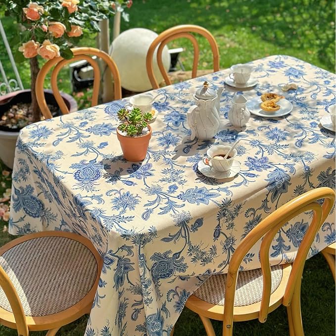 Floral Rectangle Outdoor Tablecloth, Thick Waterproof Table Cloth, Decorative - Image 3
