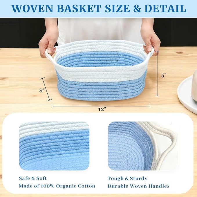 Succwoah 8 Pack Small Woven Baskets - Image 2