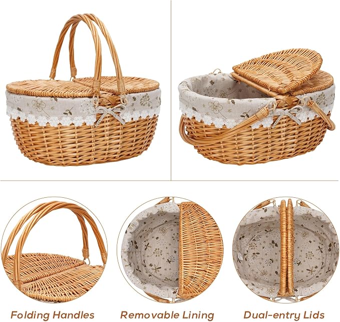 ZORMY 15" Wicker Picnic Baskets - Image 6