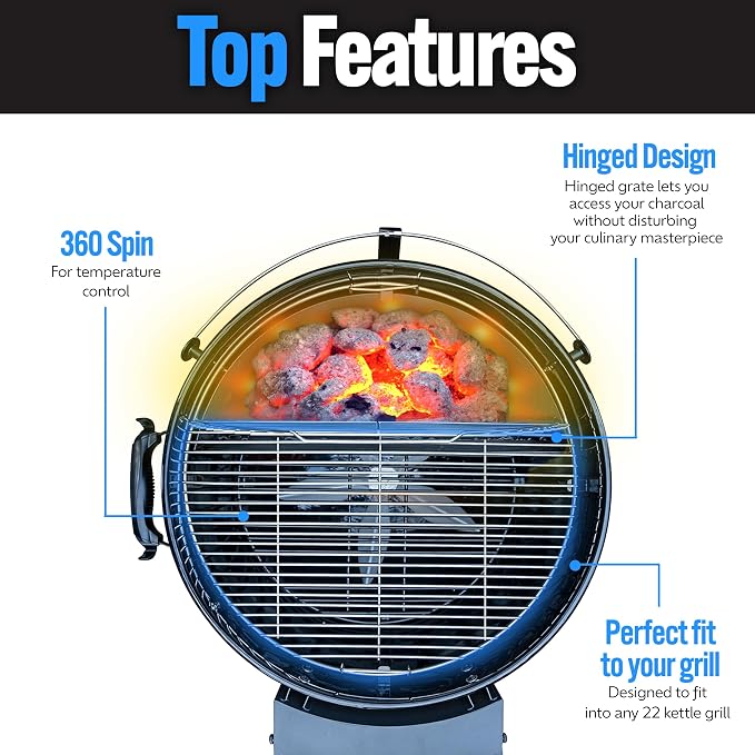 SnS Grills Slow ‘N Sear EasySpin Charcoal Grill Cooking Grate - Image 3