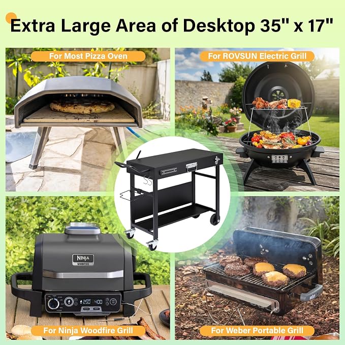 VINGLI Outdoor Grill Table Cart, Foldable Grill Cart - Image 7
