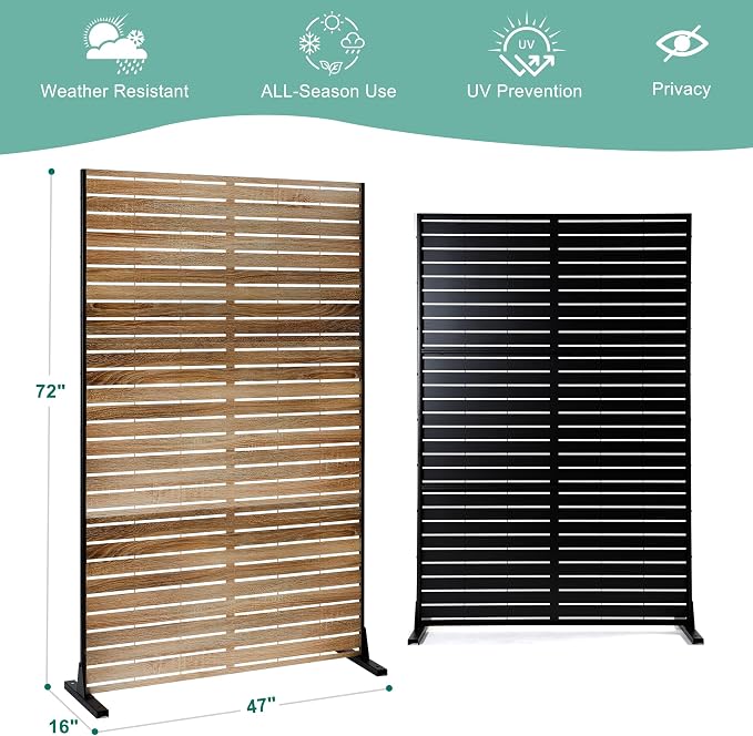 Metal Privacy Screen for Outdoor & Indoor Use, Free Standing Privacy Screen for - Image 3