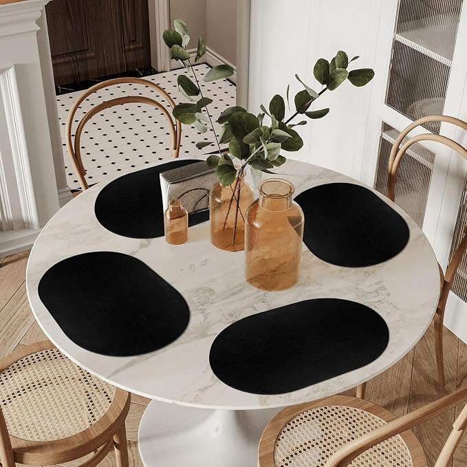 ADRIMER Placemats, Heat Resistant Oval Placemats Set of 4 Washable 12 x 17 Inch - Image 2