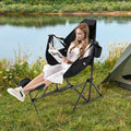 Camping Chair with Retractable Footrest, Black, 330 lb Capacity