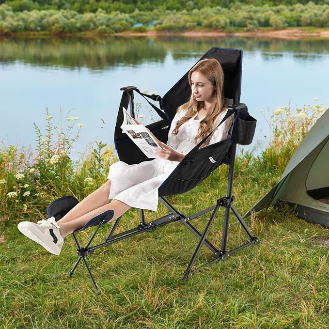Folding Camping Chair Set of 2, Adjustable Back, Cup Holder
