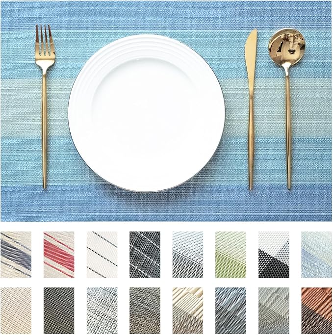 Placemats Set of 6 Vinyl/Plastic Woven Place Mats by Unknown