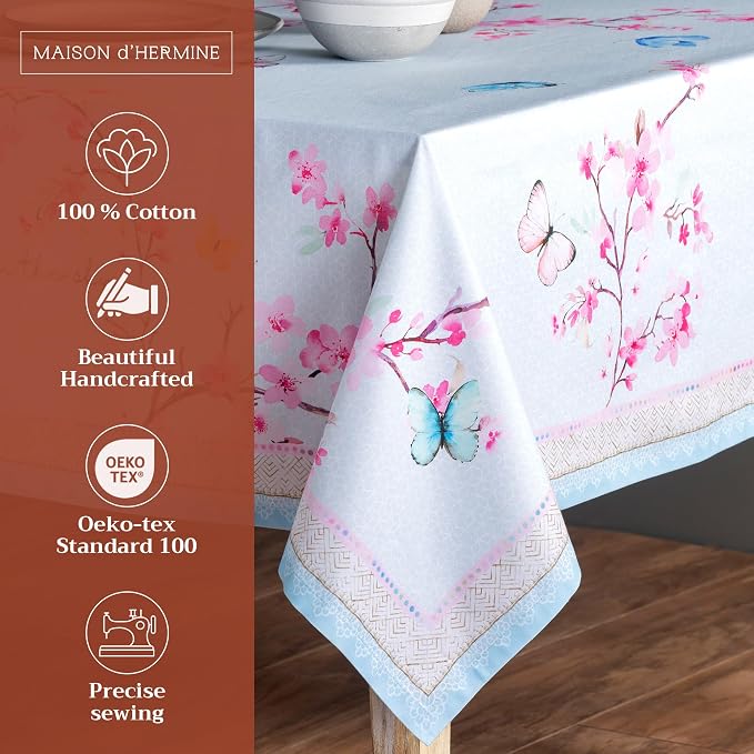 Maison d' Hermine Table Cloth Square Table 100% Cotton 54 x 54 Inches - Image 2