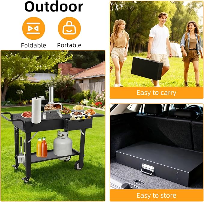 Foldable Grill Cart for Blackstone Griddle, Portable Outdoor Griddle Stand for - Image 3