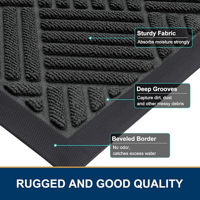 Smiry Front Door Mat Outside Entrance, Heavy Duty Outdoor Indoor Natural Rubber - Image 5