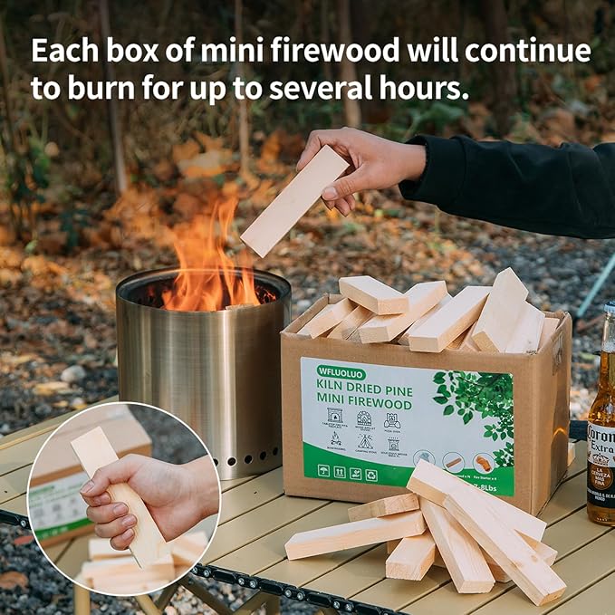 Mini Firewood 5'' Lengths Barkless Pine Kiln Dried Firewood Great Fire Pit - Image 4