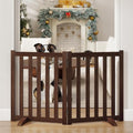 24" Height Tall Freestanding Pet Gate, Solid Wood Folding Safety Fence Wooden by Axeman