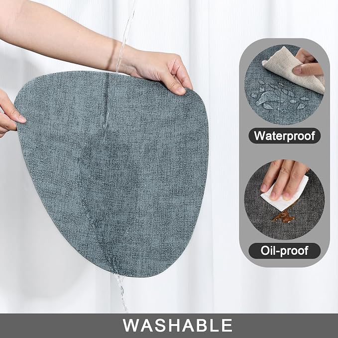 Placemats and Coasters, Washable Reversible Placemats Round Faux Leather - Image 4