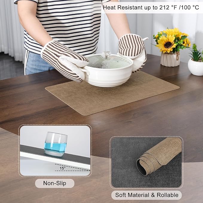 Myir JUN Placemats Dual Sided, Faux Leather Place Mats Set of 8 Indoor Placemat - Image 5