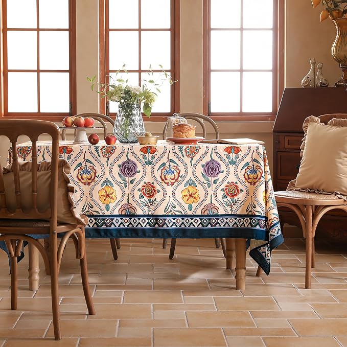 Vintage French Rectangular Tablecloth, Linen Tablecloth - Image 9