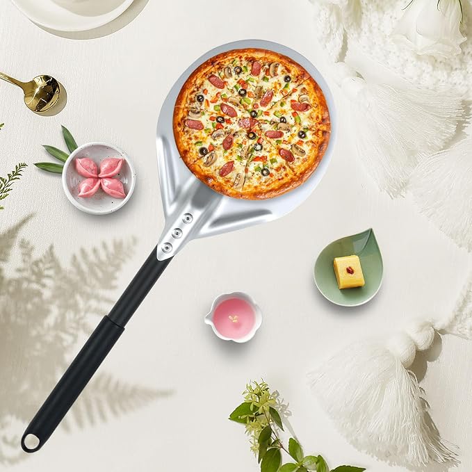 Perforated Pizza Peels 6 INCH pizza spatula paddle Long Handle Metal Pizza - Image 4