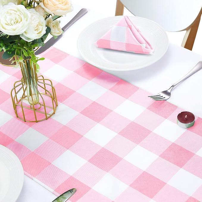 Fabric Checkered Table Runner 6 Pack Waterproof Gingham Table Runner 14W x 108L - Image 5