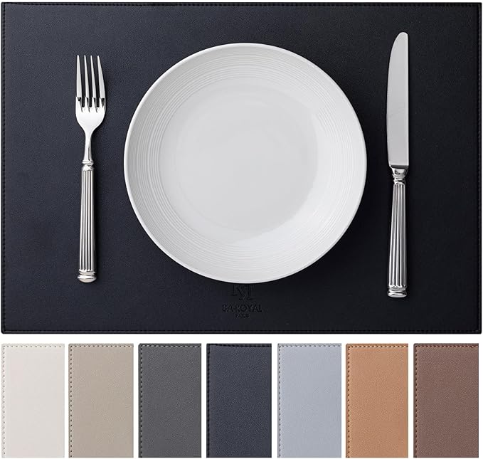 Faux Leather Placemats Set of 4 Vinyl Washable Wipeable Table Mats by BAROYAL