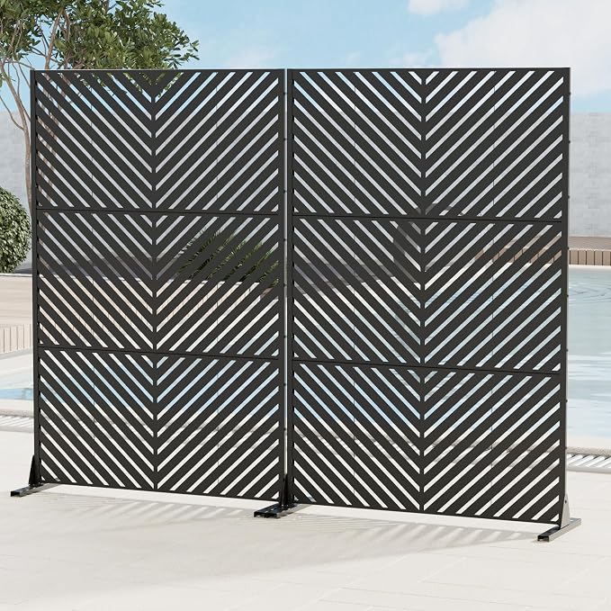 Casaphoria Metal Privacy Screen 72" H x 45" W, 2 Pack Outdoor Freestanding - Image 3